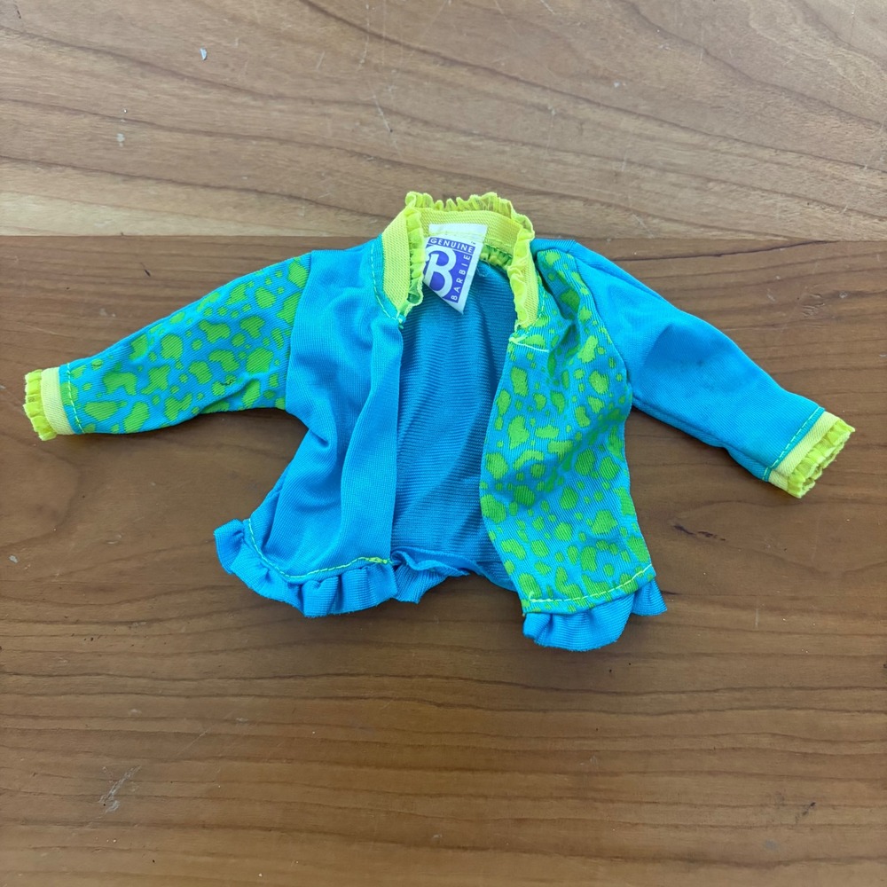 Vintage 1991 Barbie Rollerblade Fashions Jacket Blue Green Animal Print 4858